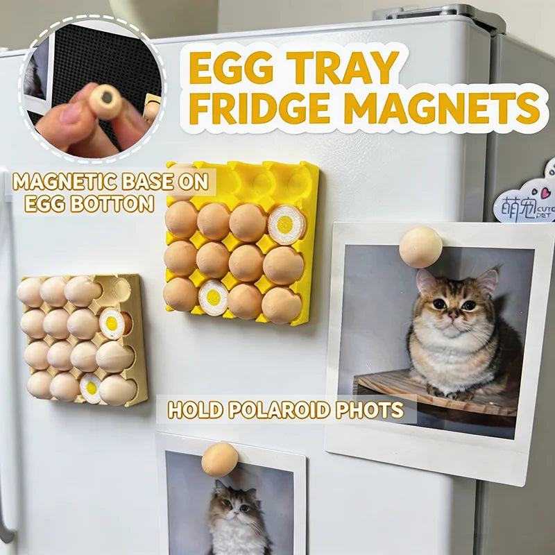 aimants réfrigérateur forme barquette œufs jaune beige compartiments ovales décorative pratique