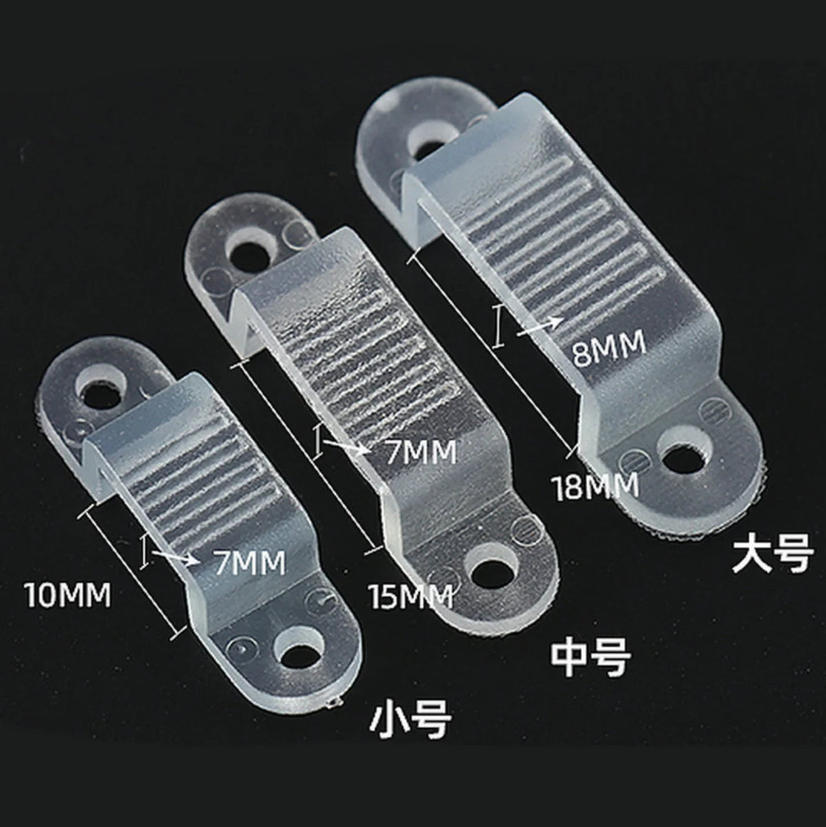 clips fixation ruban led transparent 10mm 15mm 18mm 5050 5630 3528 v1v12v20v