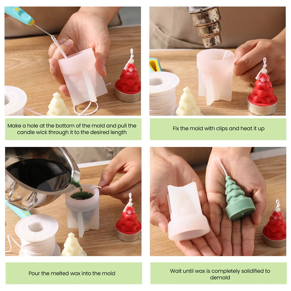 Moule silicone arbre de Noël 3D avec bougie