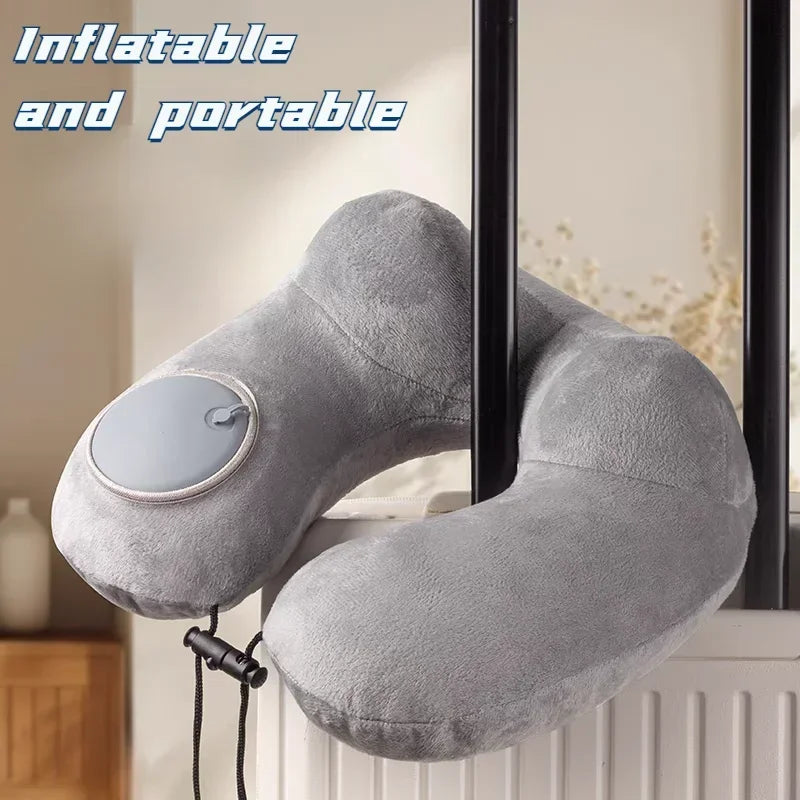 coussin voyage velours gris bleu marine confortable ergonomique élastique ajustable sac rangement instructions'utilisation
