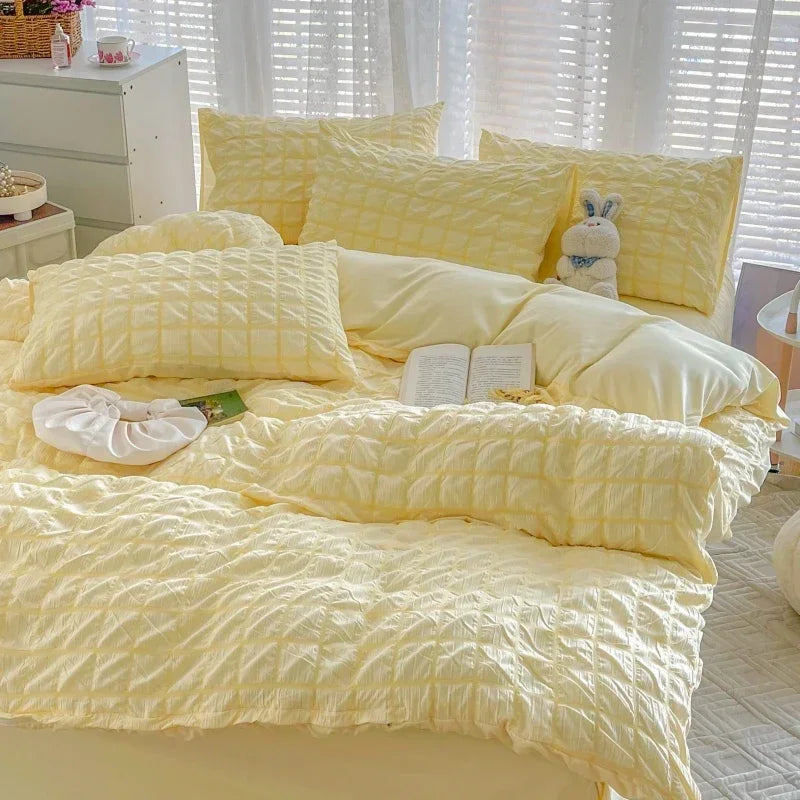 Texture détaillée du tissu à bulles avec motif carreaux