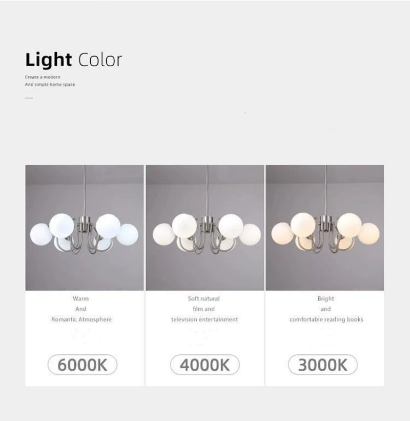 lampe suspendue moderne sphères lumineuses blanc chrome vitrail semi encastré