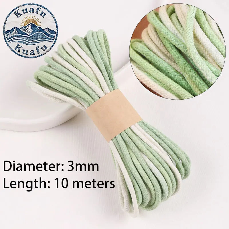corde coton 10mètres 3mm rayures horizontales rose blanc gris vert bleu orange jaune texturée