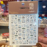 autocollants ongles dessins animés chats coeurs étoiles blanc bleu noir rose transparents mignons DIY