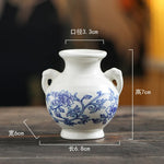 vases céramique bleu blanc fleurs dragons ornement étagère chambre salon table classique