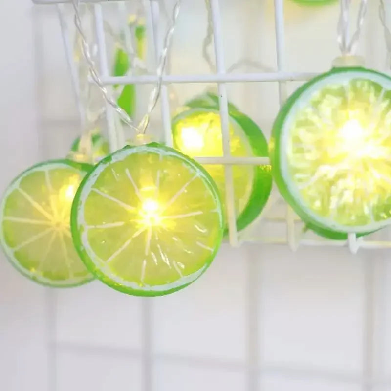 guirlande lumineuse citron orange leds rondelles fruits decoration noel vacances festive tropicale