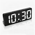 horloge numérique moderne détection vocale affichage température mode nuit led noir geometrique