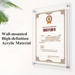 support mural transparent moderne clips certificats A4 acrylique rectangle sans bordure
