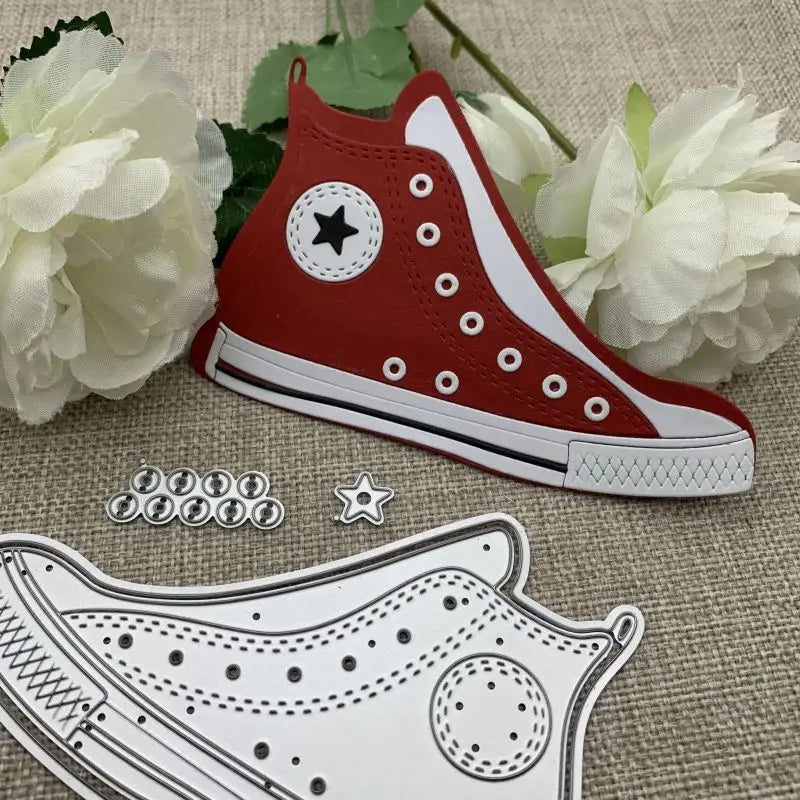 découpe chaussure toile étoile semelle points noirs classique bricolage scrapbooking artisanat