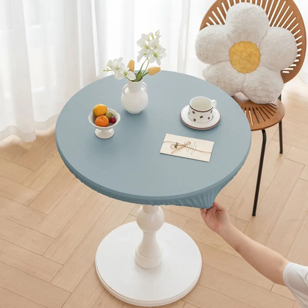 housse table moderne 60cm 80cm vert clair bleu beige élastique polyester resistant