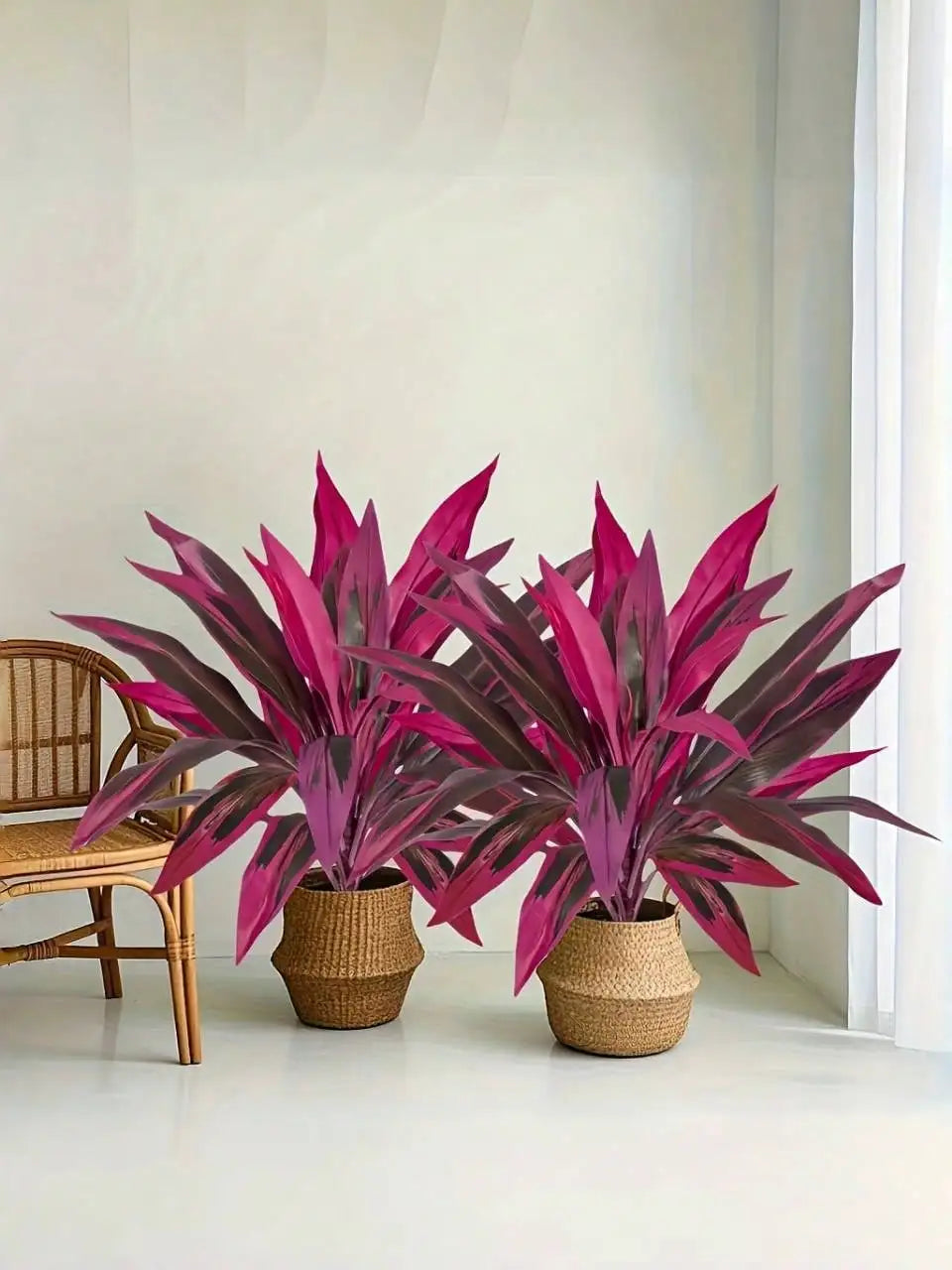 plantes artificielles feuilles larges violet bordeaux vert pot moderne événements anniversaire baby shower decorationintérieur