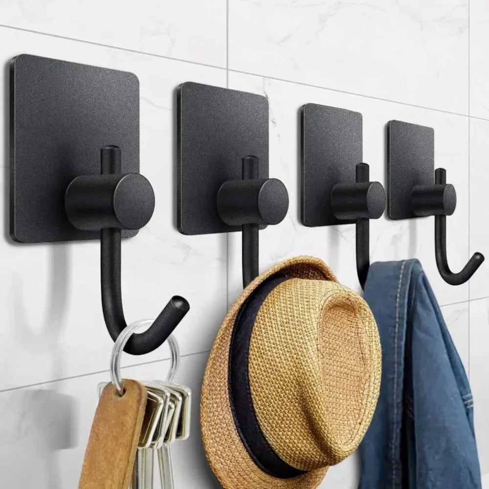 porte serviettes adhésif acier inoxydable noir moderne salle bain utilisation multiple protection adhésive fixe
