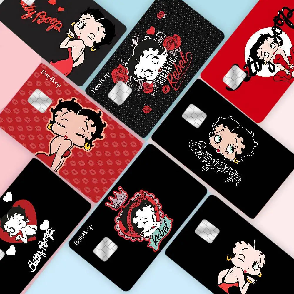autocollants cartes bancaires waterproof dessin animé betty boop romantique rébellions pop art papier adhésif