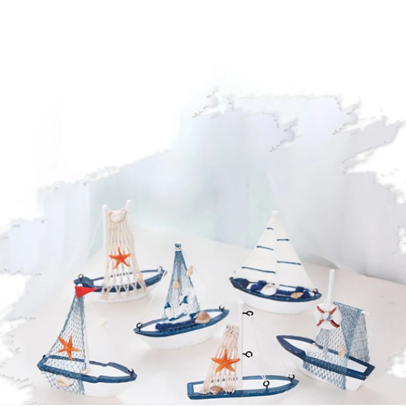 décoration nautique bateau voile blanc bleu orange marin artisanal festive anniversaire thuyền gỗ