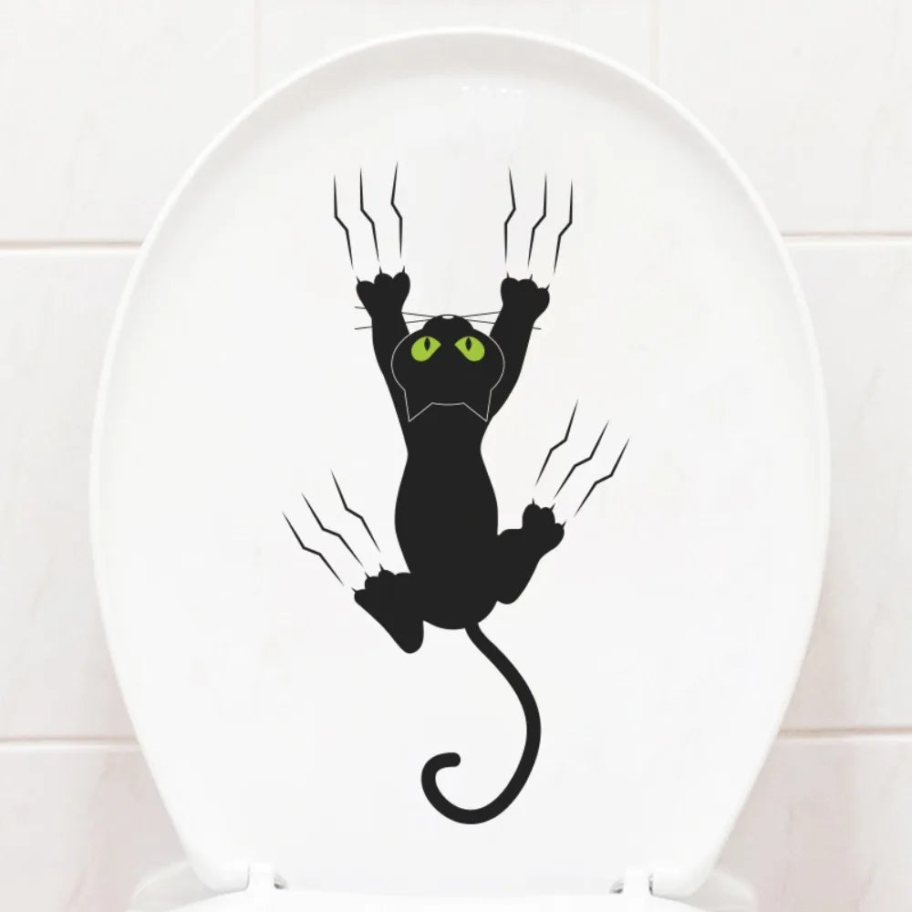 sticker mural adhésif chat noir gris illustration réaliste animal compagnie pvc opaque