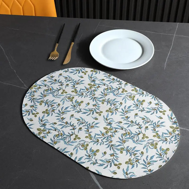 tapis table moderne fleurs feuilles citrons blanc vert jaune rouge beige