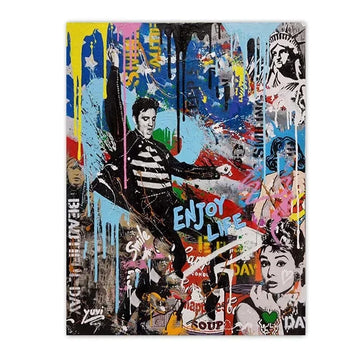 affiche murale toile pop art graffiti portrait célébrité célèbre décoration maison urbain