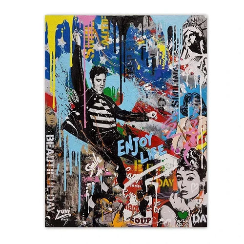 affiche murale toile pop art graffiti portrait célébrité célèbre décoration maison urbain