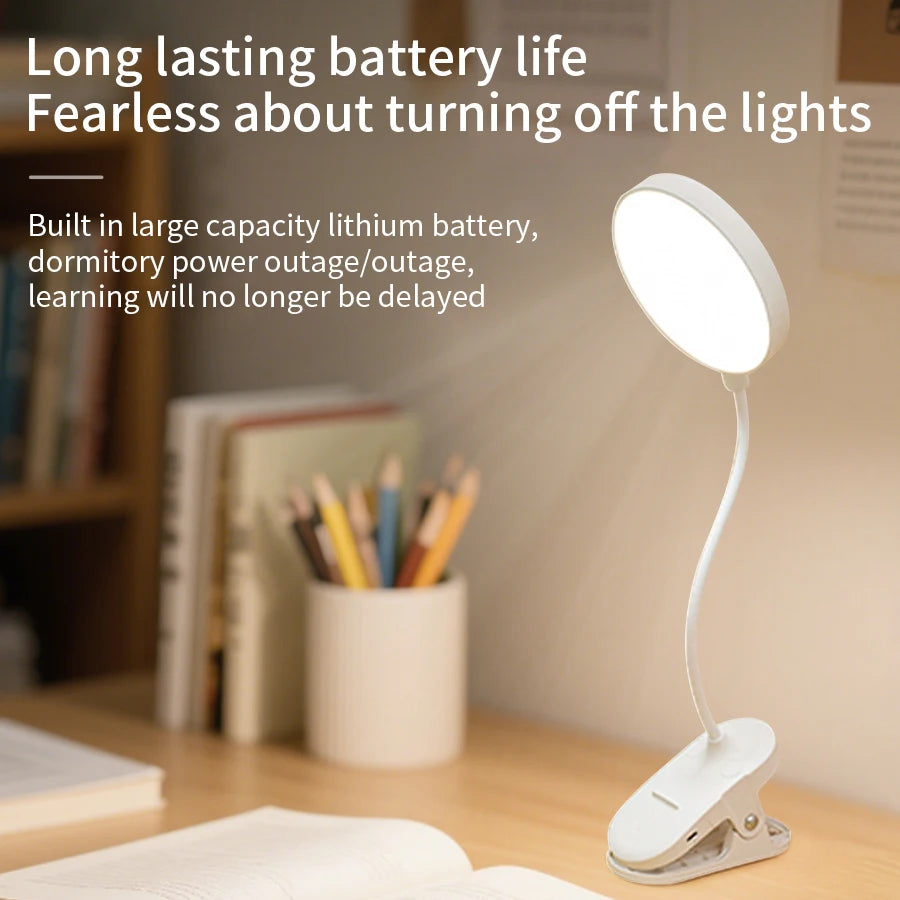 lampe rechargeable led blanc moderne minimaliste pince pliante interrupteur tactile ajustement luminosité usb