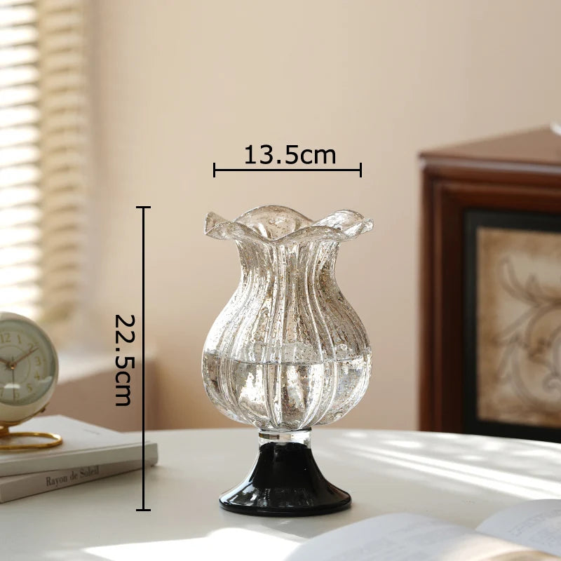 vase verre rose vert violet transparent gravé strié classique élégant décoration table floral