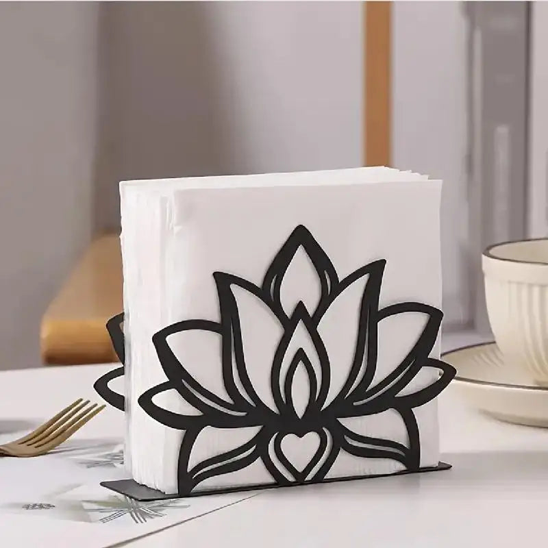 porte serviettes moderne motif fleur lotus noir blanc adhésif cuisine restaurant
