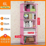 étagère moderne minimaliste niveaux pois rose tissu livres rangement salon