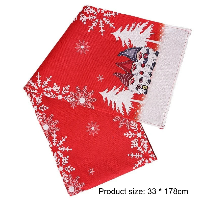 nappe noel rouge gris motifs sapins flocons gnomes table festivite scandinave tekstil