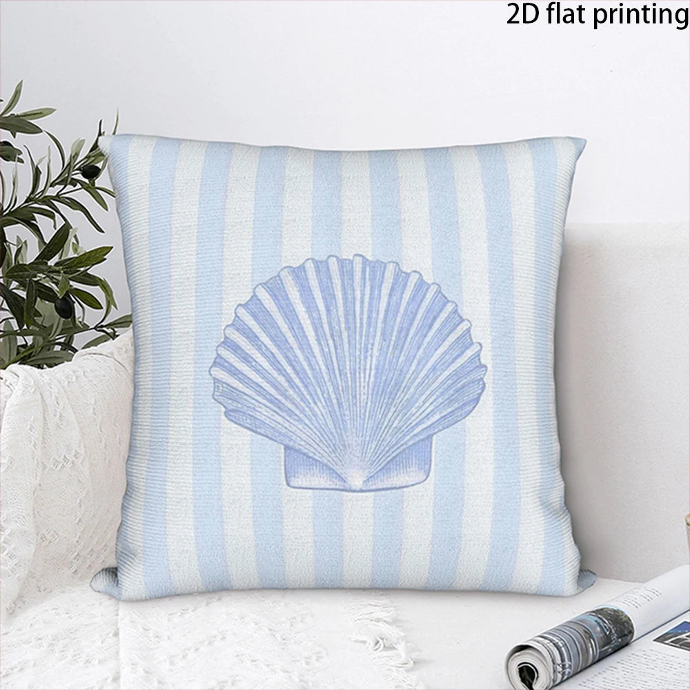 housses coussins carrés bleu clair rayures horizontales polyester peachskin 40x40cm 45x45cm 50x50cm 60x60cm