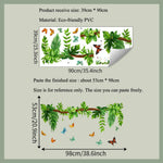 sticker mural papillons feuilles tropicales verte naturelle décoration salon salle bains moderne adhésif auto