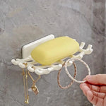 porte savon plastique blanc noir grille moderne adhésif salle bain accessoire maison