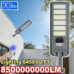 Lampe solaire extérieure sur pied avec détecteur de mouvement éclairant un jardin