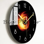 horloge murale moderne noire étoiles galaxie lumineuses salon décoration opaque aiguilles électrique