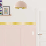 bordure murale décorative rayées autoadhésives moderne jaune rose clair vert violet