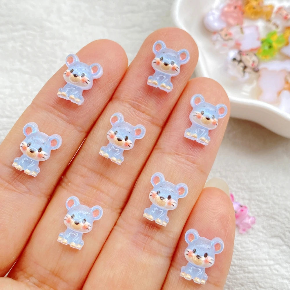 bijoux ongles animaux mignons résine cartoon grenouille rat chien singe vert bleu jaune rose