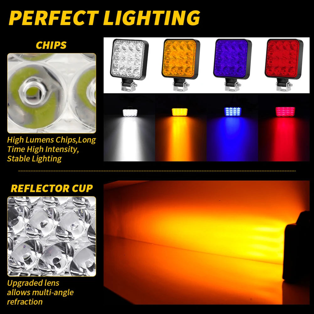 phare led noir jaune rouge bleu moderne robuste ip65 48w clips transparent inondation