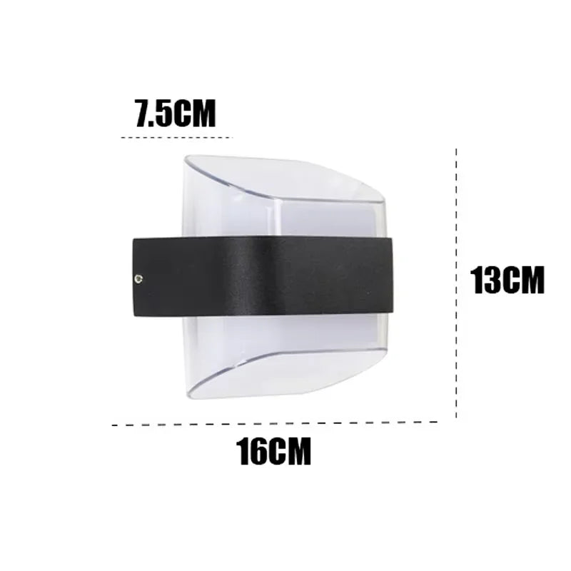 lampe murale moderne noire transparente ip65 adhésive 12w ac 85265vextérieur intérieur bas haut