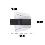 lampe murale moderne noire transparente ip65 adhésive 12w ac 85265vextérieur intérieur bas haut