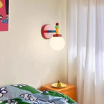 suspension moderne lampe verre colorées sphère translucide blanc rouge bleu jaune vert chambre enfants