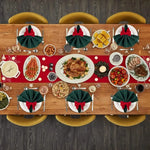 noeud serviette velours rouge vert adhésif festif élégant table décoration dîner vacances festive