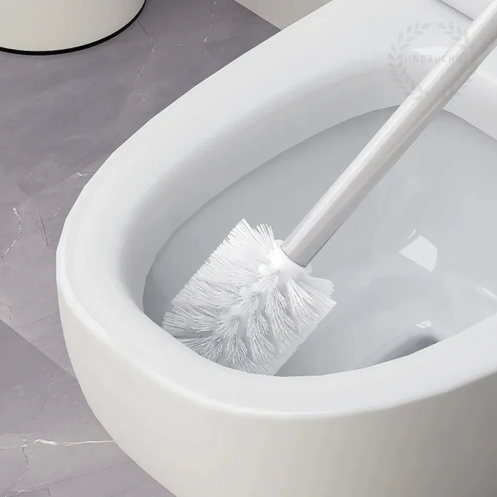 brosse wc blanche moderne fibres vis poignée métallique durable plastique
