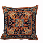 taies d'oreiller décoratives motifs floraux géométriques vintage bleu marine orange beige blanc polyester peachskin