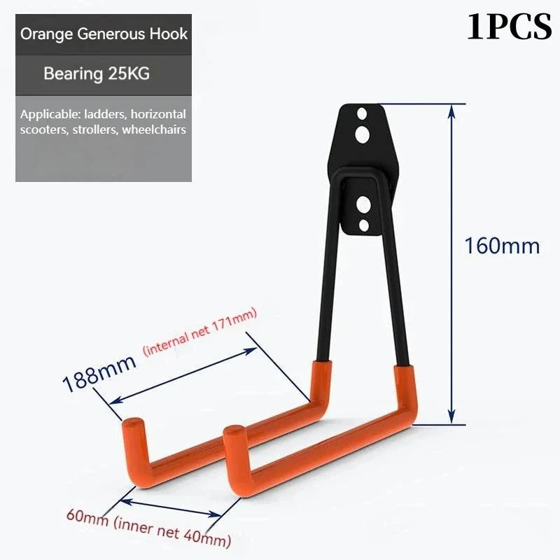crochets garage robustes noir orange utilisation multiple vis ancrages industriel moderne multifonctionnels