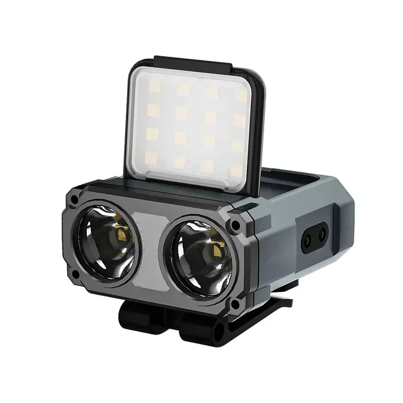 lampe frontale rechargeable led gris clip moderne sécurité équitation vtt nocturne aversion chargeur usb