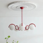 Suspension lumineuse moderne sphères translucides rouge doré blanc salon chambre