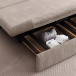 canapé lit convertible moderne tissu beige salon places lit double minimaliste rangement