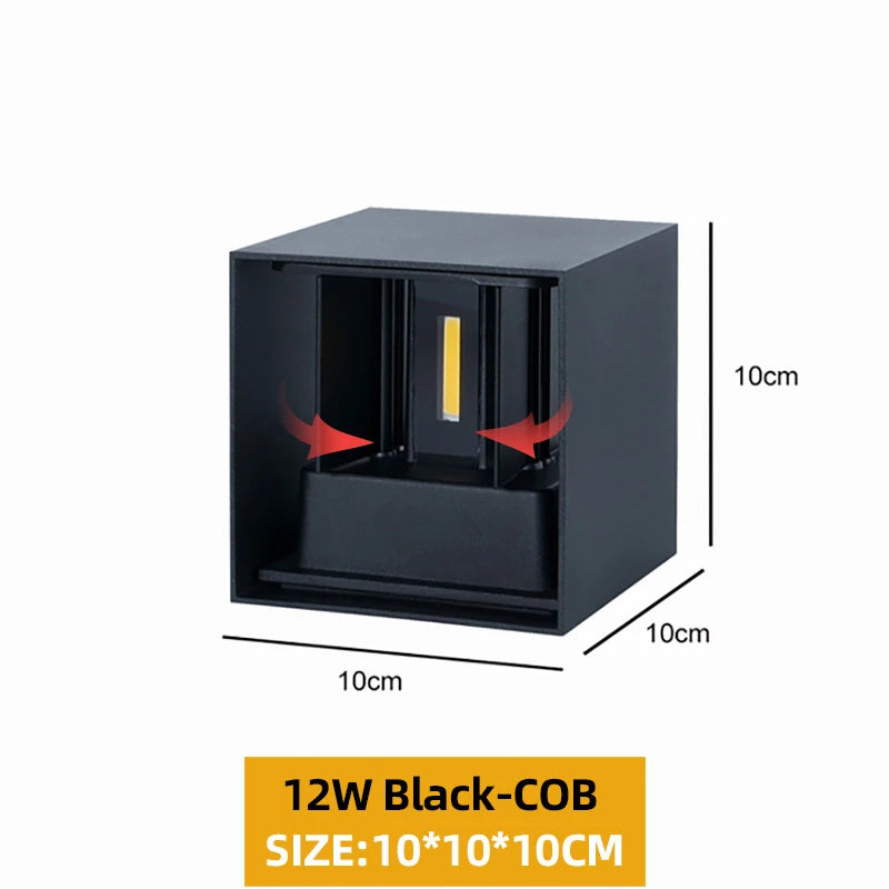 applique murale led moderne 24w noir réglable ip65 10cm 20cm 10cm