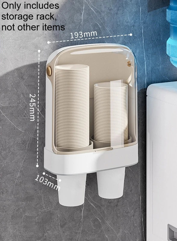 distributeur tasses jetables moderne minimaliste adhésif transparent vert blanc beige plastique