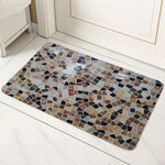 tapis sol géométrique marbré moderne minimaliste antidérapant bleu blanc