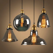 Lampe suspendue industrielle vintage en verre pour salle à manger et cuisine - Luminaire rétro