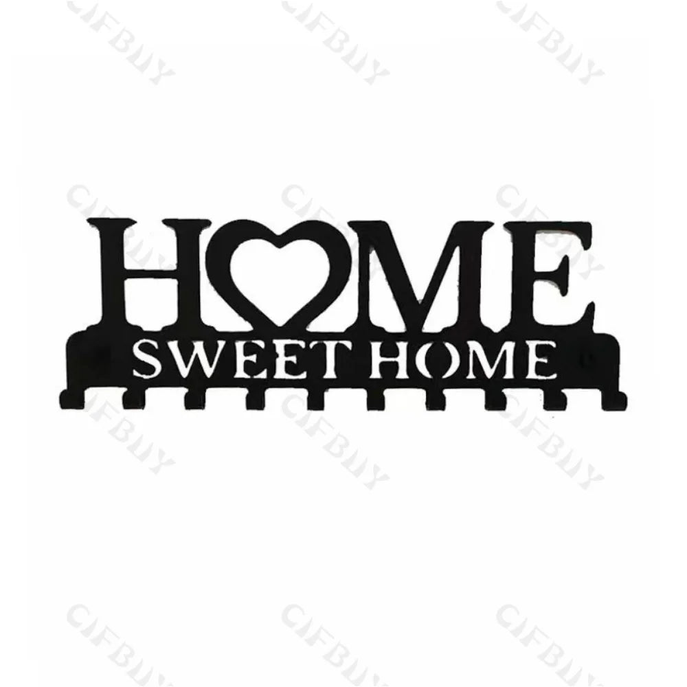 porte clés mural décoratif lettres cœur noir blanc moderne adhésif clés télécommande pendentifs